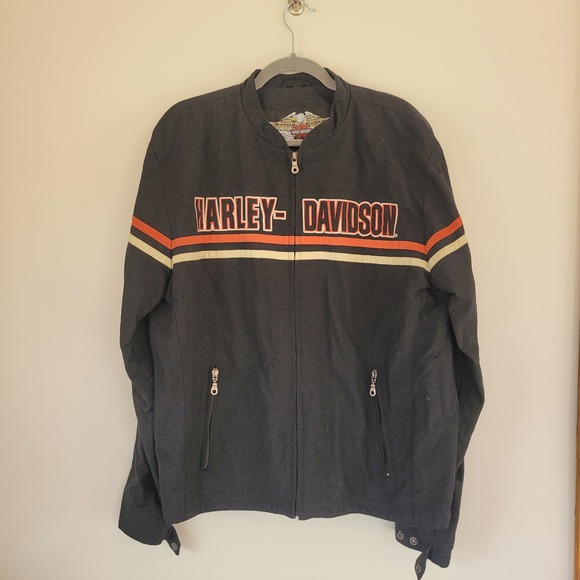 Harley Davidson Logo Nylon Motorcycle Jacket Men's Large - Picture 2 of 7